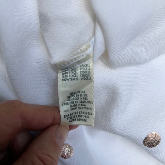 Anthropologie Cloth & Stone Polka Dot Seamed Dress White Rose Gold Size XS - Picture 9 of 11